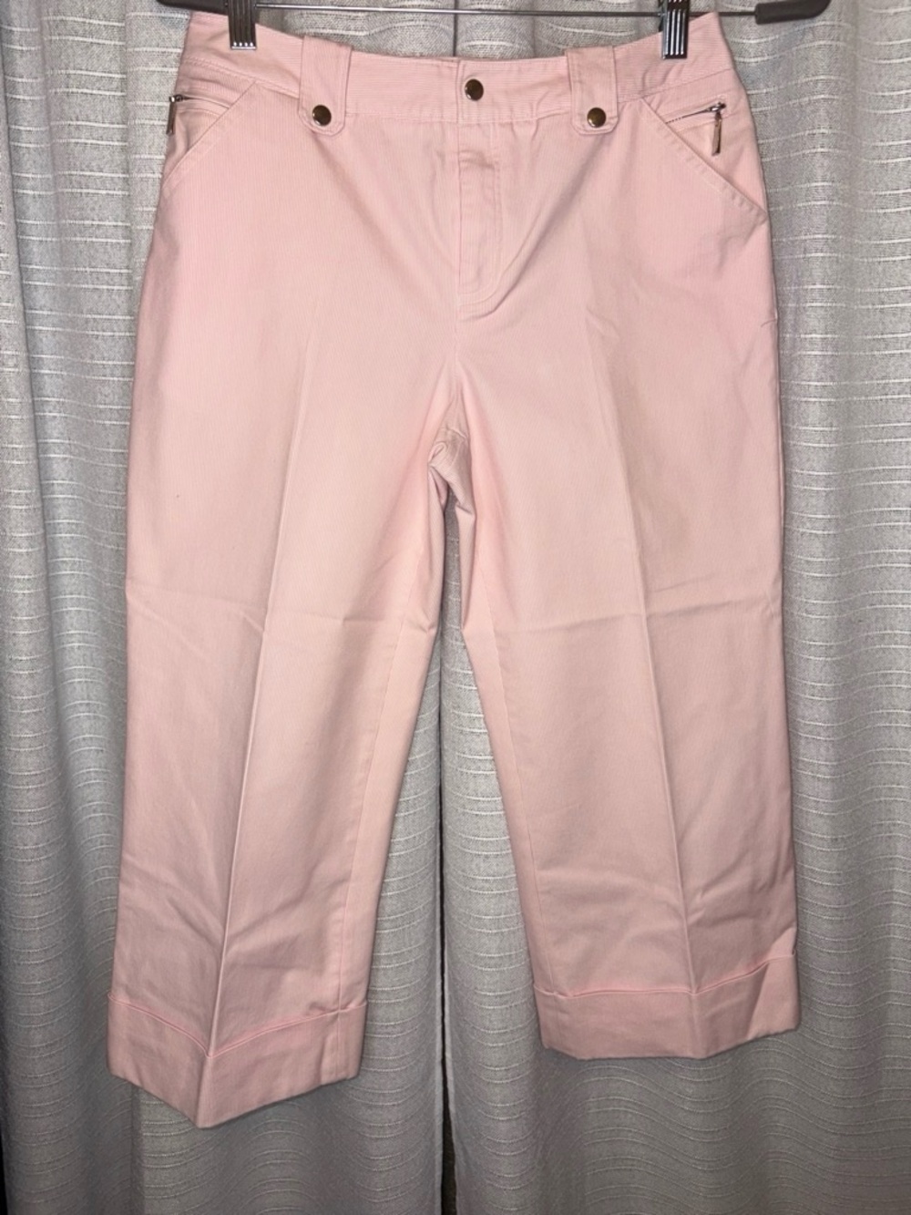 Grace Elements Womens Capri Pants 6 Cotton Spandex Pink Flat Front Pockets